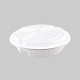 Container 3-Section White Round with Lid